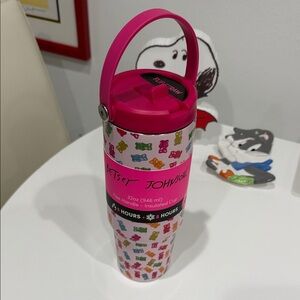 Betsey Johnson Hot Pink/Green/Blue Gummy Bear Travel 32 oz Tumbler with Handle